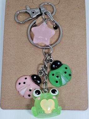 Handmade Kawaii Frog Lady Bug Keychain